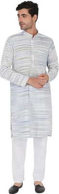 khaddarvas Men Printed Straight Kurta(Grey)