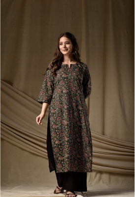 anjil Women Floral Print A-line Kurta(Multicolor)