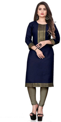 Aikhodal Women Applique, Solid Straight Kurta(Multicolor)