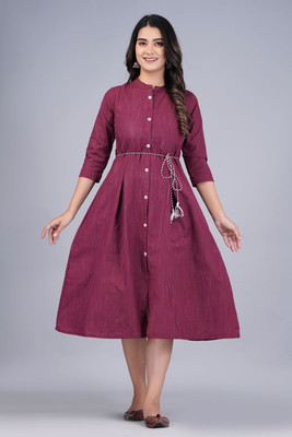 EMPIRE STYLE Women Self Design Flared Kurta(Maroon)