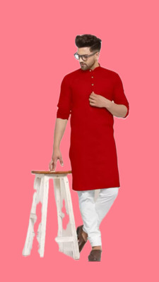 VINAARI Men Solid A-line Kurta(Red)