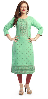B2Fashion Women Printed Straight Kurta(Green)