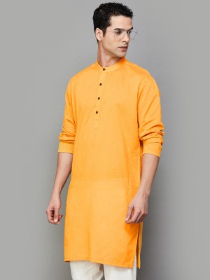 Melange by Lifestyle Men Solid A-line Kurta(Orange)