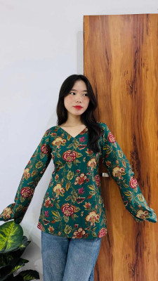 GKNR Women Printed A-line Kurta(Green)