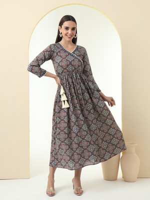 Tissu Women Printed Flared Kurta(Multicolor)
