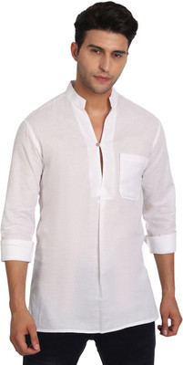 Vida Loca Men Solid A-line Kurta(White)
