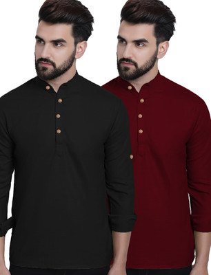 Navkanj Men Solid A-line Kurta(Maroon)