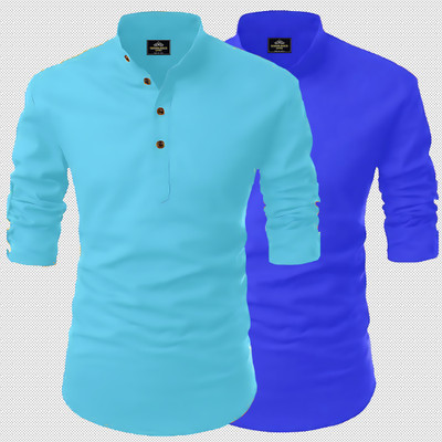 Kavyangle Creation Men Printed Straight Kurta(Blue, Dark Blue)