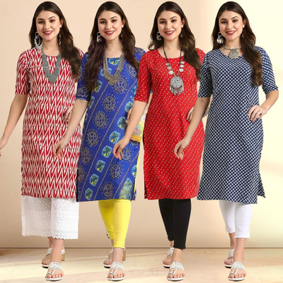 1 Stop Fashion Women Printed A-line Kurta(Multicolor)
