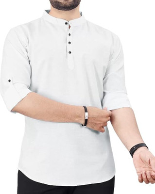 Vimal Star Men Solid A-line Kurta(White)