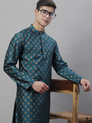 ANOUK Men Self Design Straight Kurta(Blue)