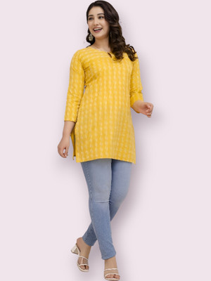 HouseOfCommon Women Floral Print Straight Kurta(Yellow)