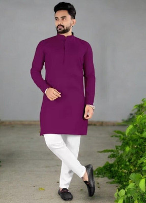 Trending Rashmi Men Solid Straight Kurta(Purple)