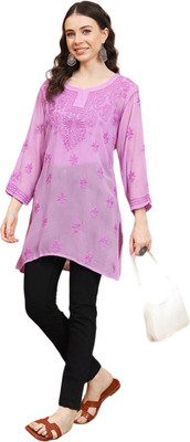 LUISSA Women Embroidered Straight Kurta(Brown)