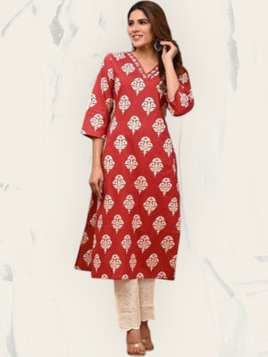 PRAYAARI FASHIONS Women Self Design Straight Kurta(Maroon)