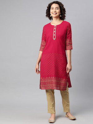 Anmi Self Design Women A-line Kurta(Red)