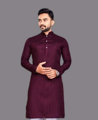 GalaxyZone Men Solid A-line Kurta(Maroon)