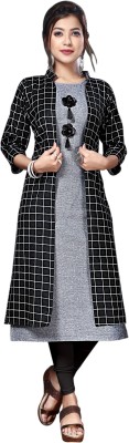 WALLFLOWER Women Printed A-line Kurta(Black, Grey, White)