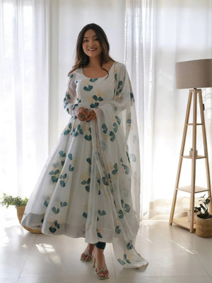 RK Creation Anarkali Gown(White)