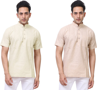 Kavita Fasion Men Solid Straight Kurta(Beige)