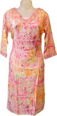 VION FASHIO Women Abstract Straight Kurta(Pink)