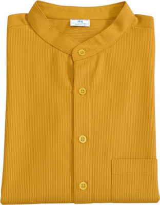 Keshar Men Striped Straight Kurta(Yellow)