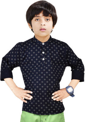 MADE IN THE SHADE Boys Printed Straight Kurta(Blue)