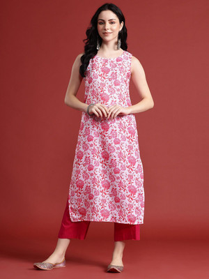 ANOUK Women Printed A-line Kurta(Red)