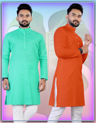 Flossy Men Solid Straight Kurta(Multicolor)