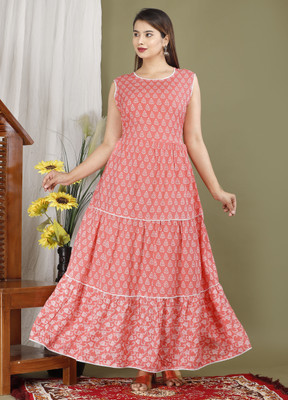 laveena fashion Women Printed A-line Kurta(Pink)