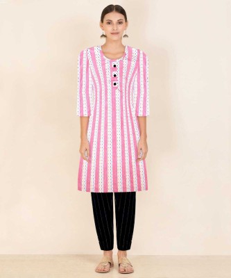 PRO STYLE FASHION Women Self Design Straight Kurta(Pink)