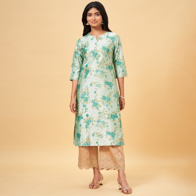 Rangmanch by Pantaloons Women Dyed/Ombre Straight Kurta(Blue, Light Blue, Light Green)