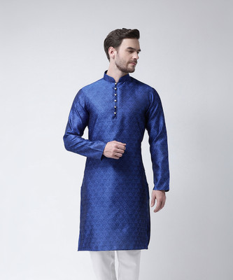 SG LEMAN Men Solid Straight Kurta(Blue)