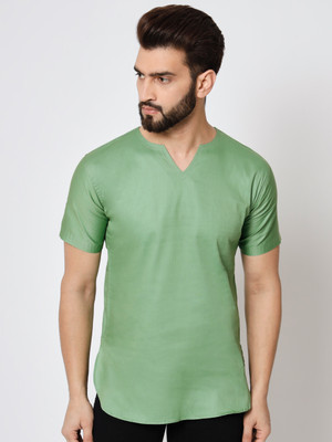 Super Westan Men Solid Straight Kurta(Green)