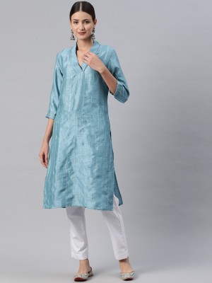 Readiprint Fashions Women Embellished Straight Kurta(Blue)