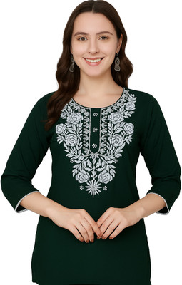 VALWICK Women Embroidered A-line Kurta(Pink)