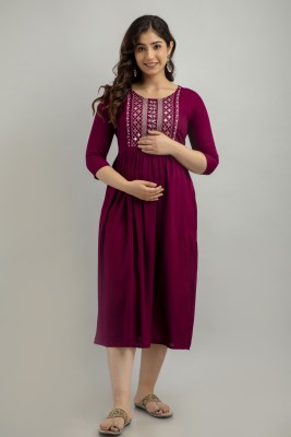 RANGRAIL Women Gown Maroon Dress