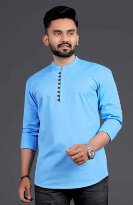 MARIZA Men Solid A-line Kurta(Light Blue)
