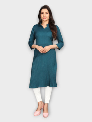 HKFASHION Women Striped A-line Kurta(Blue)