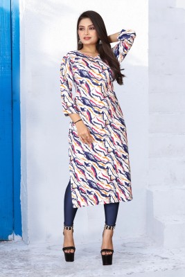 OM FAB TEX Women Printed A-line Kurta(Purple)