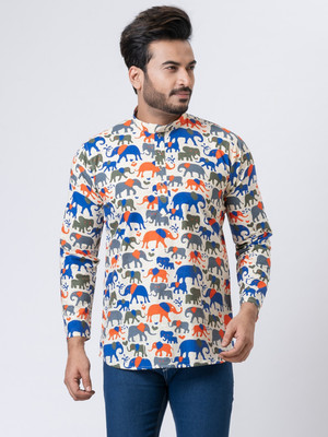 Rainbow Cloths Men Printed Straight Kurta(Multicolor)
