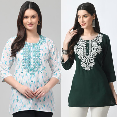 STYLE PREZONE Women Embroidered, Printed A-line Kurta(Multicolor)