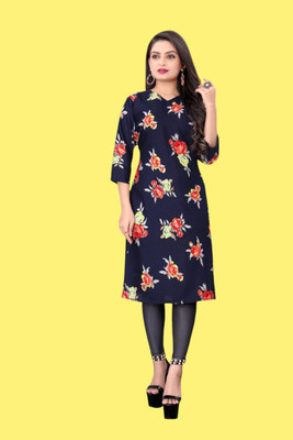 Tulsii Fab Women Printed Anarkali Kurta(Dark Blue)