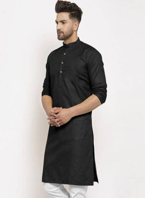 Rashmi Genz Men Printed Straight Kurta(Black)