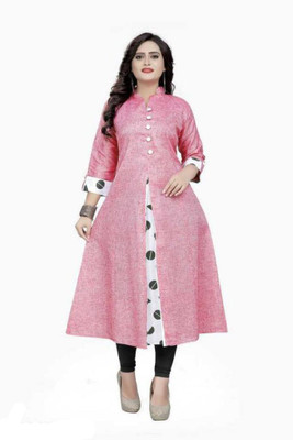 Anjana Nx Women Self Design A-line Kurta(Pink)