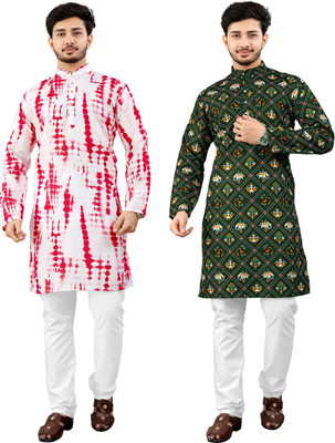 DHASU TRENDZ Men Printed Straight Kurta(Multicolor)