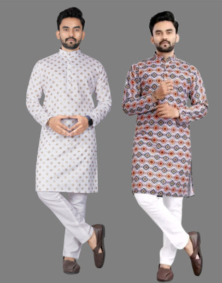 DHASU TRENDZ Men Printed Straight Kurta(Multicolor)