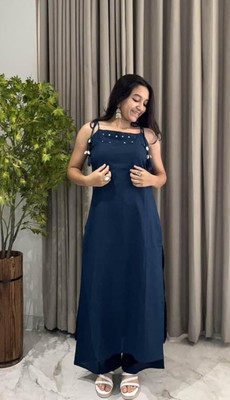 Shiv sakti collection Women Self Design A-line Kurta(Blue)