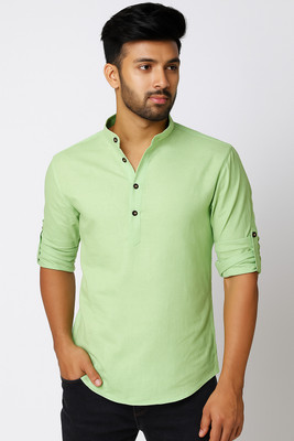 VIMASUTI Men Solid Straight Kurta(Light Green)