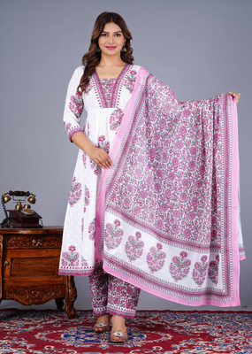 LH HANDICRAFTS Printed Anarkali Kurta, Bottom & Dupatta Set
